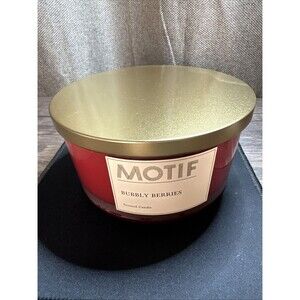 Brand New Motif 3 Wick Scented Candle- Bubbly Berries- 23 Oz